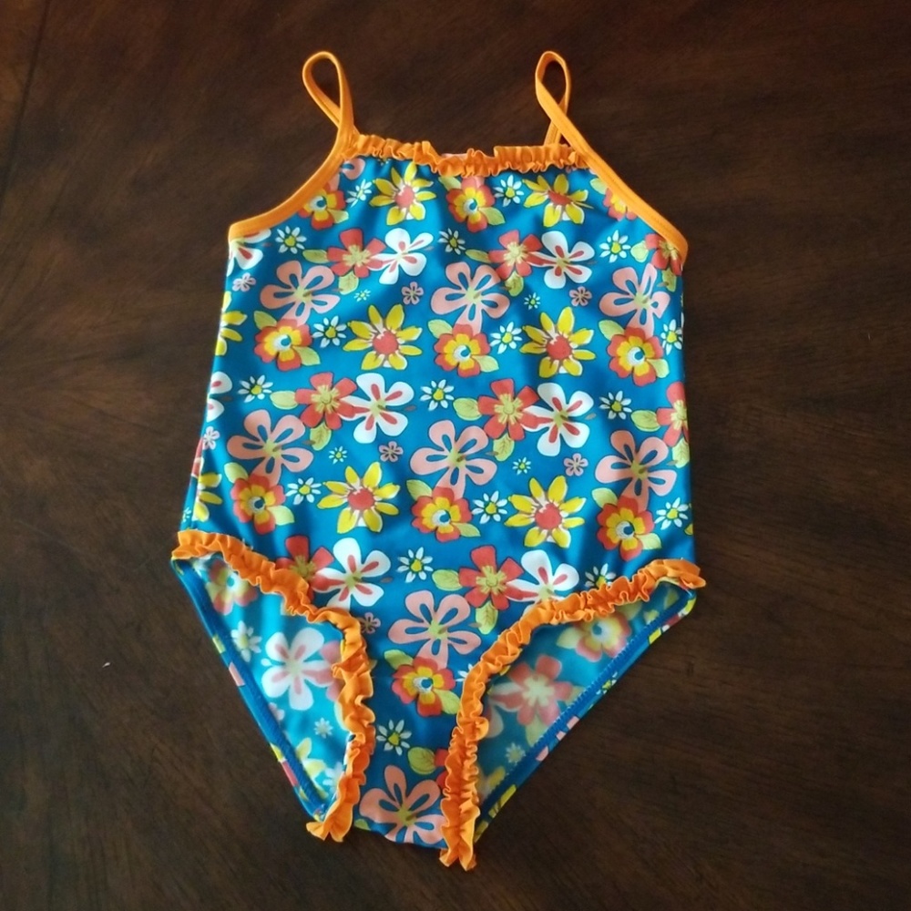 Floral print one piece swimsuit